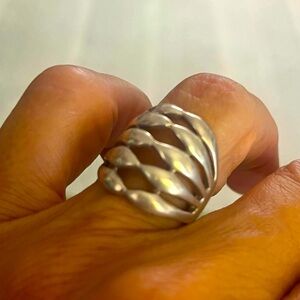 Sterling silver ring, vintage five row band sz 6